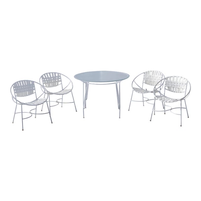 1960s Mid-Century Modern Wrought Iron Patio Set For Sale