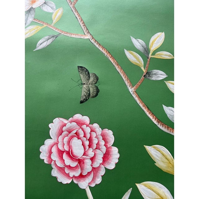 Not Yet Made - Made To Order Floral Chinoiserie Mural Hand Painted Wallpaper - 5 Panels For Sale - Image 5 of 5