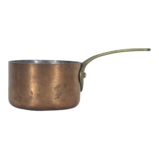 Small Copper Pot or Saucepan, Vintage With Patina, Country Kitchen, Farmhouse Decor, Brass Handle For Sale