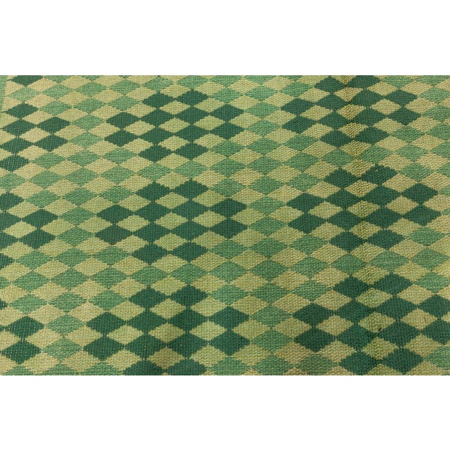Doris Leslie Blau Mid-20th Century Swedish Double Sided Green Rug For Sale - Image 4 of 10