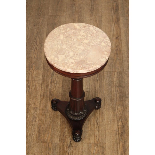 Traditional Antique Classical Mahogany Marble Top Pedestal For Sale - Image 3 of 12