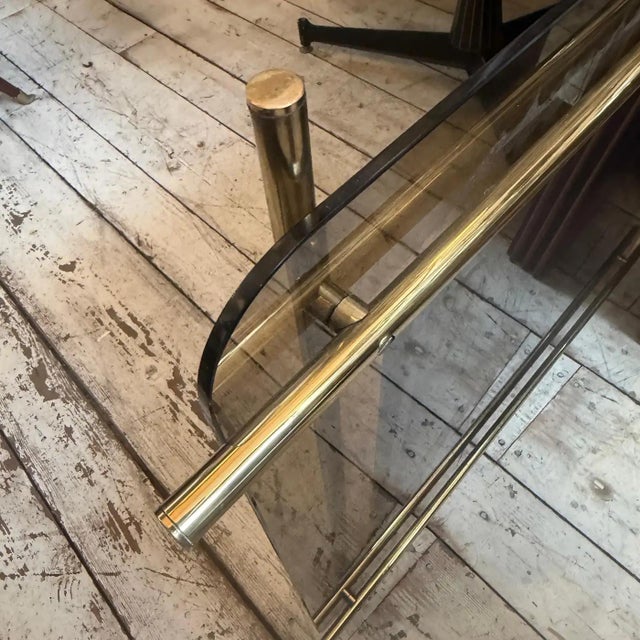 Mid-Century Modern 1970 Mid-Century Modern Smoked Glass and Brass Square Wall Mirror by Renato Zevi For Sale - Image 3 of 18
