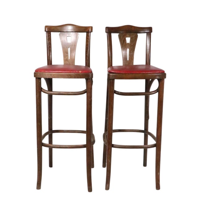 Mid 20th Century Pr. Bentwood Counter Stools by Thonet For Sale In New York - Image 6 of 13