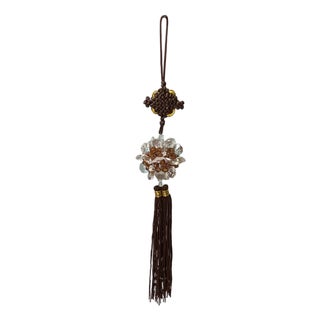 Oriental Brown Clear Resin Crystal Cut Beads Tassel Art For Sale