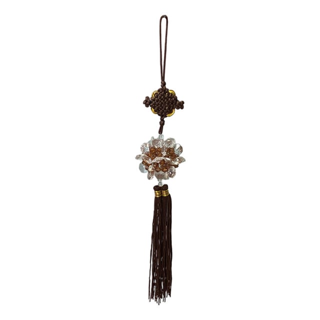 Oriental Brown Clear Resin Crystal Cut Beads Tassel Art For Sale