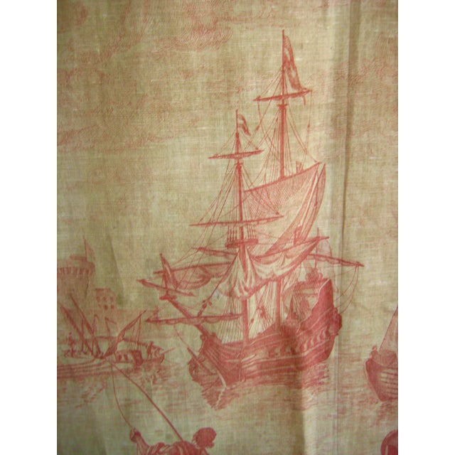 Textile French Toile Wall Hanging Tapestry Harbor Scene 18 Century For Sale - Image 7 of 16