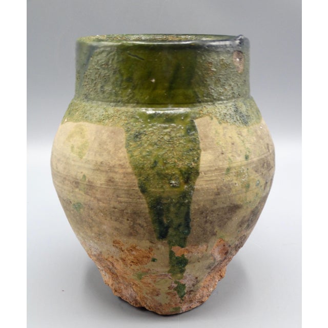 Lovely 19th-Century hand thrown confit pot with single handle from Provence, France. This utilitarian pottery piece was...