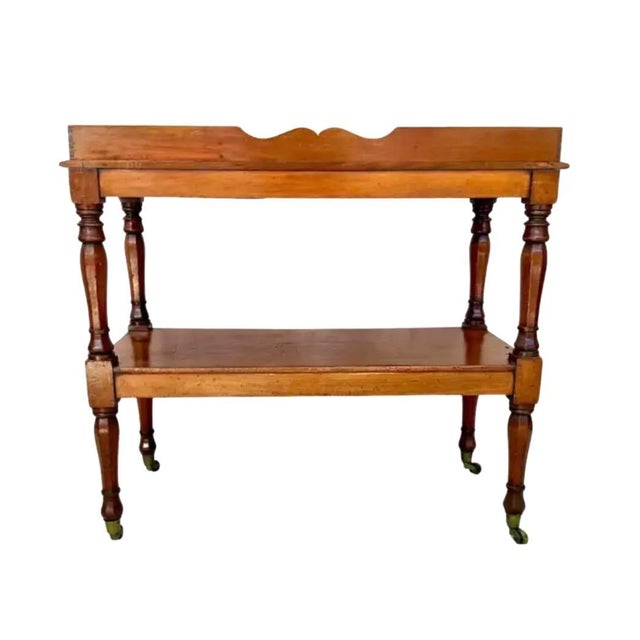 English Two-Tiered Walnut Serving Trolley For Sale - Image 10 of 14