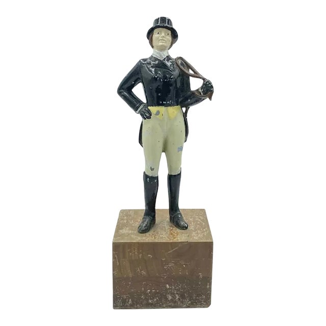 Vintage Female Equestrian Horse Jockey Bookend Statue 13” For Sale