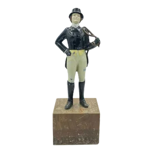 Vintage Female Woman Equestrian Horse Jockey Cast Metal Bookend Statue