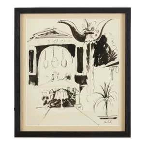 1920s John Jon-And Ink Drawing on Paper, Christmas Time in Rome