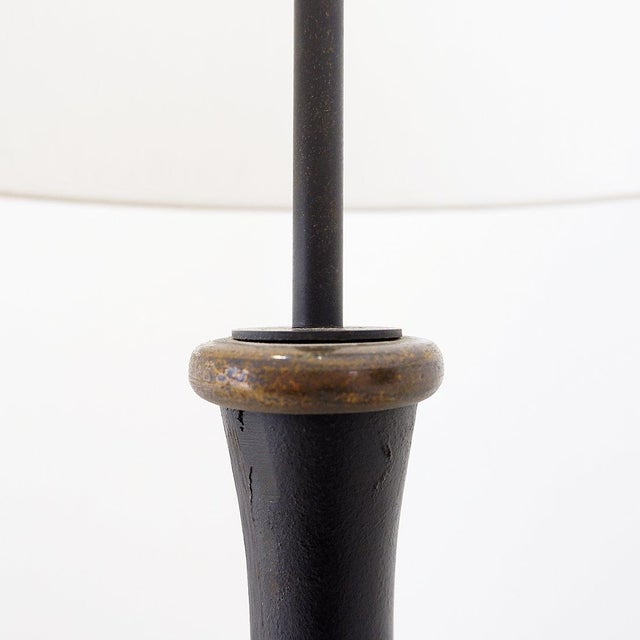 Tripod Floor Lamp in Wrought Iron and Brass with Bamboo-Style Stem For Sale - Image 6 of 16