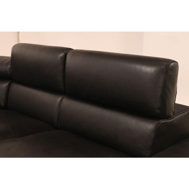Italian Homes Contemporary Black Leather Sectional Sofa For Sale In Philadelphia - Image 6 of 18