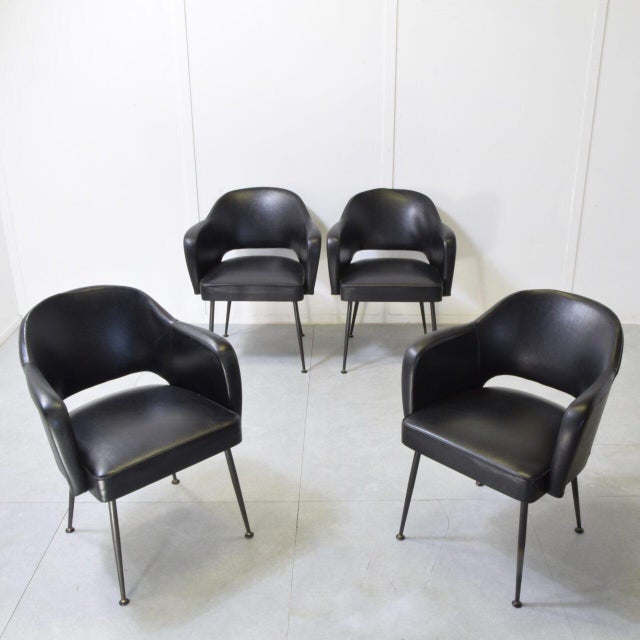 Mid-Century Modern Lounge Chairs in the style of Eero Saarinenin, 1960s, Set of 4 For Sale - Image 3 of 11