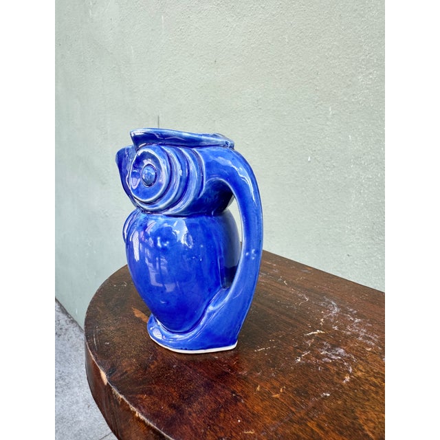 Japanese 1970s Cobalt Blue Tucan Pitcher For Sale - Image 3 of 7