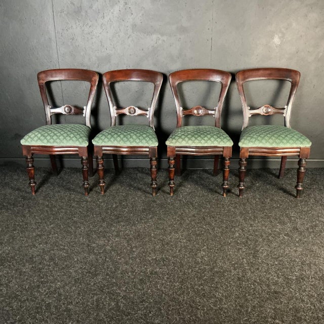 Brown Antique Victorian Mahogany Dining Chairs, 1880, Set of 4 For Sale - Image 8 of 8