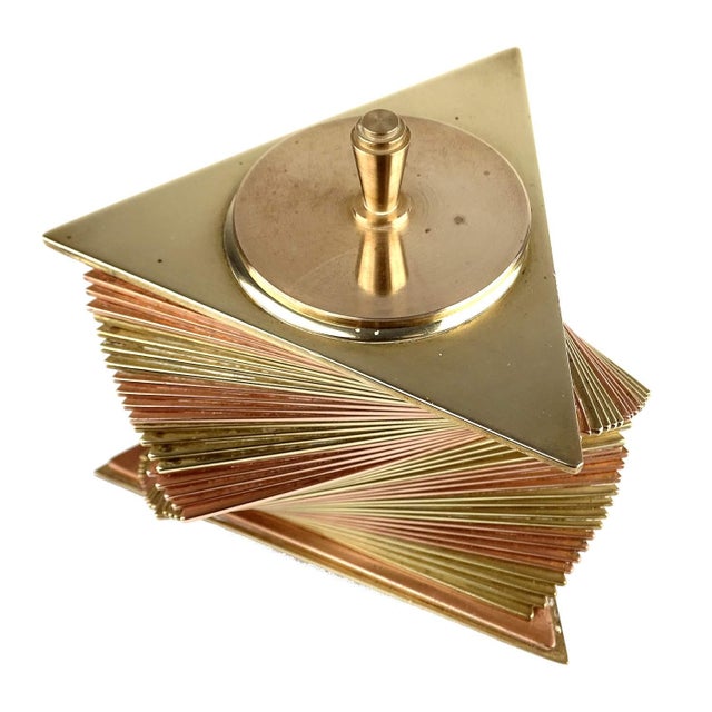 Art Deco Geometric Box in Copper and Brass, 1930s For Sale - Image 4 of 11