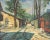 Vintage landscape of a small town back street with cobblestone road and rails that could be any town in America by Jon...