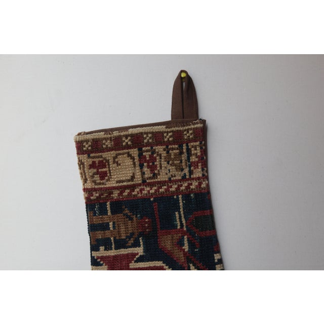 Handmade Stocking From Antique Oriental Rug - Tribal Rug Holiday Stocking For Sale - Image 4 of 6