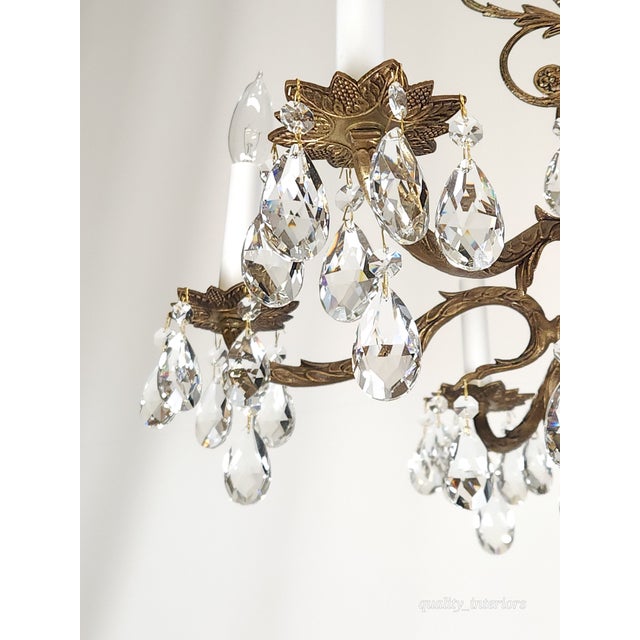Antique 6 Light Splendid Shimmering Stately Brass Cut Lead Crystal Chandelier ~ Rewired ~ Restored ~ Rejuvenated ~ Ready to Hang ~ For Sale - Image 9 of 12