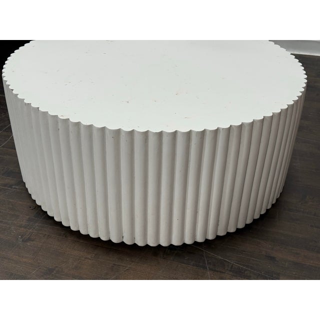 Modern Williams Sonoma Tropea Fluted Round Coffee Table For Sale - Image 3 of 12