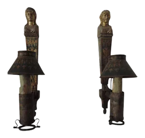 18th Century French Empire Tole Argand Wall Sconces in the Form of Diana 1800 - a Pair