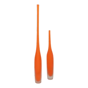 Set of 2 Italian Orange Scavo Glass Wheat Vases, Vessel Mid-Century Modern 1980