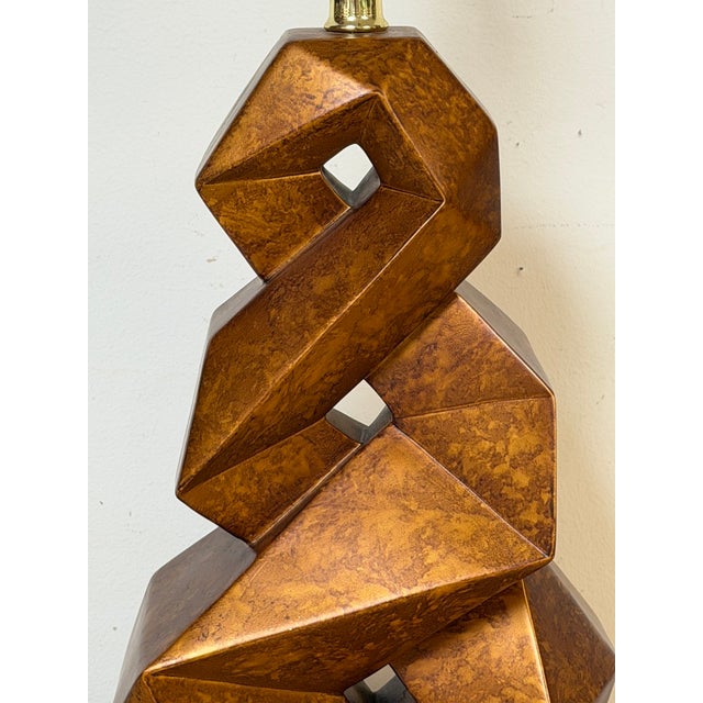 Late 20th Century Christopher Guy Style Tortoiseshell Lacquer Spiral Polyhedron Lamps - a Pair For Sale In West Palm - Image 6 of 11