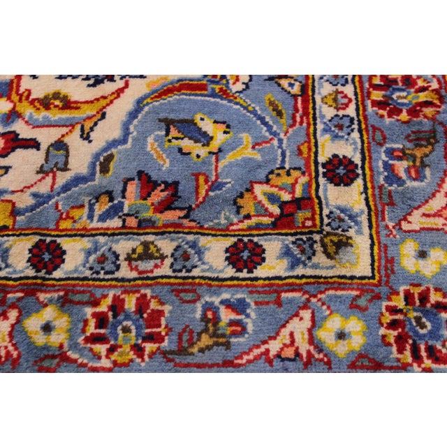 Red Shabby Chic Persian Red/Blue Wool Rug - 9'8'' X 12'11'' For Sale - Image 8 of 10