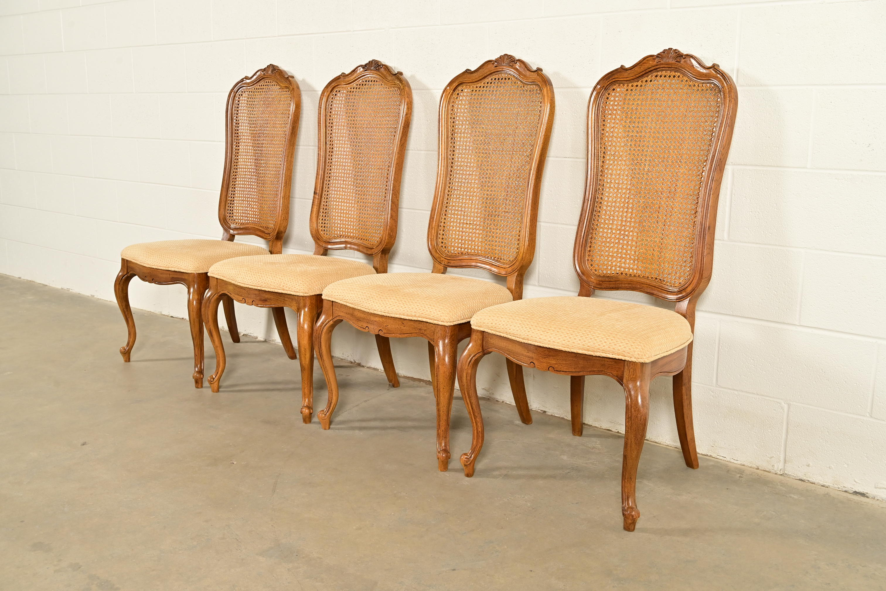 Thomasville French Provincial Louis XV Carved Walnut and Cane Back