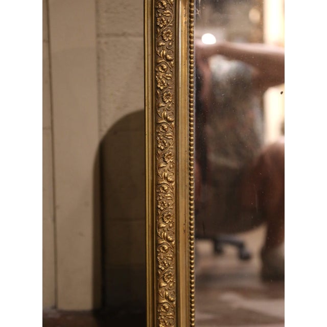 Late 19th Century 19th Century French Louis Philippe Giltwood Floral Mirror With Mercury Glass For Sale - Image 5 of 9