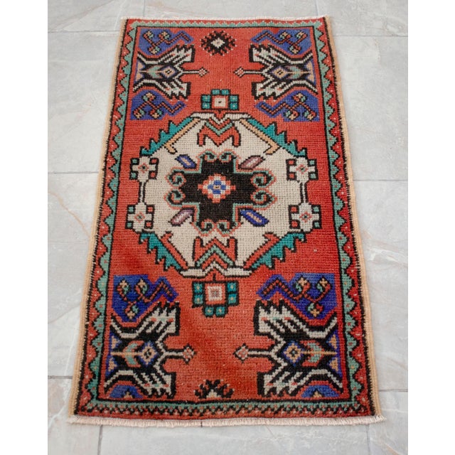 Hand Knotted Door Mat, Entryway Rug, Bath Mat, Kitchen Decor, Small Rug, Turkish Rug - 1'7" X 2'11" For Sale - Image 12 of 13