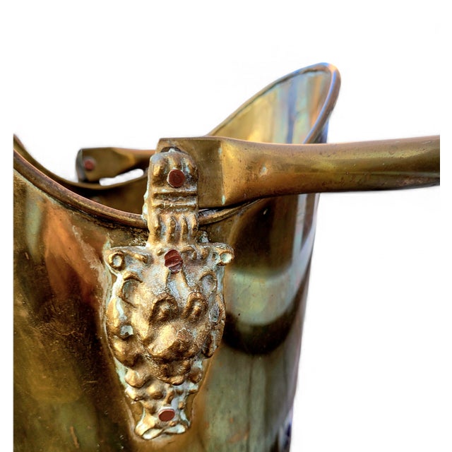 Metal Antique Dutch Brass Umbrella Stand with Delft Blue Ceramic Handles, Netherlands, 1890 For Sale - Image 7 of 18