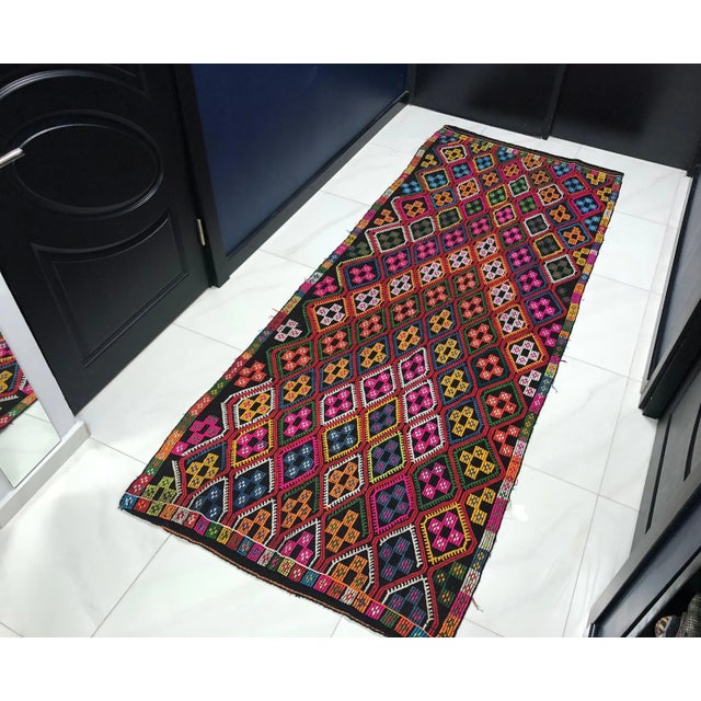 Handmade goat wool kilim in Turkish Anatolia , Vintage kilim Rug,Turkish Vintage Anatolian Rug, Handwoven Rug . One Of...