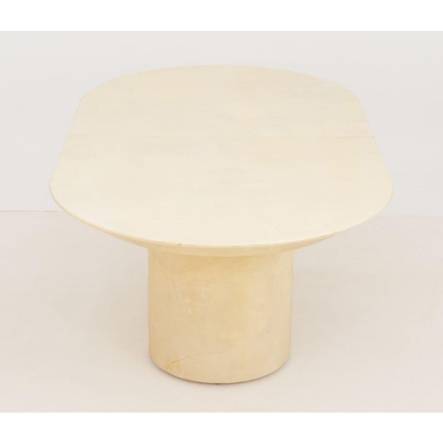 Late 20th Century Karl Springer Attributed "Knife Edge" Goatskin Extending Dining Table For Sale - Image 5 of 10