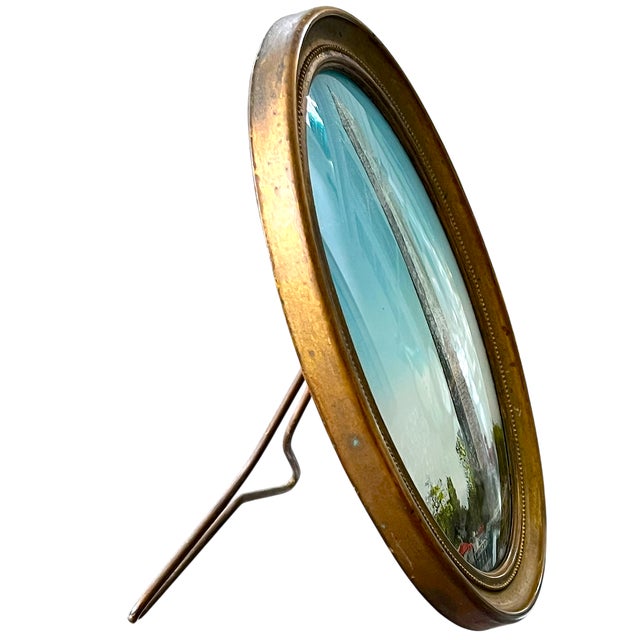 1900 - 1909 Antique Reverse-Painted Washington Monument Glass Plaque in Oval Brass Frame, Circa 1900 For Sale - Image 5 of 7