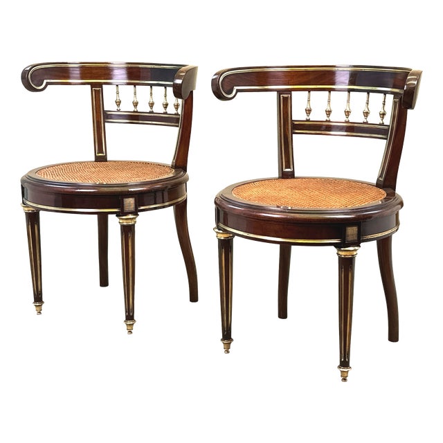 19th Century French Mahogany Salon Chairs, Set of 2 For Sale