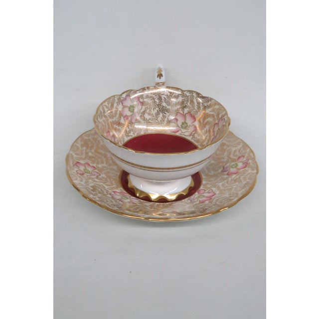 Royal Stafford Red Floral Garland Bone China Floral Tea Cup and Saucer Set 4651b For Sale - Image 18 of 18