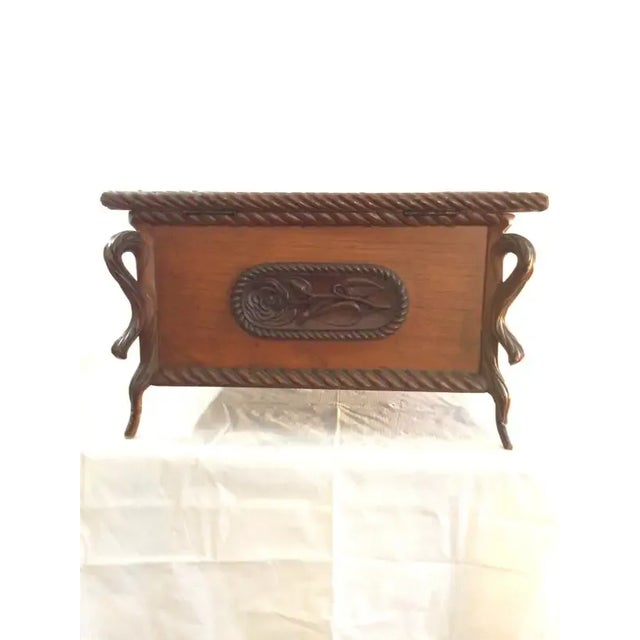 1880s Oversized Victorian Carved Wood Jewelry Box For Sale - Image 9 of 13