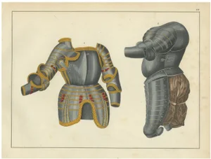 Ornate Tournament and Plate Armor, 1842, Lithograph