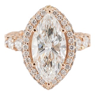 18k Rose Gold Igi 8.85ctw Marquee Lab Grown Diamond Eternity Engagement Ring, Size 6 For Sale