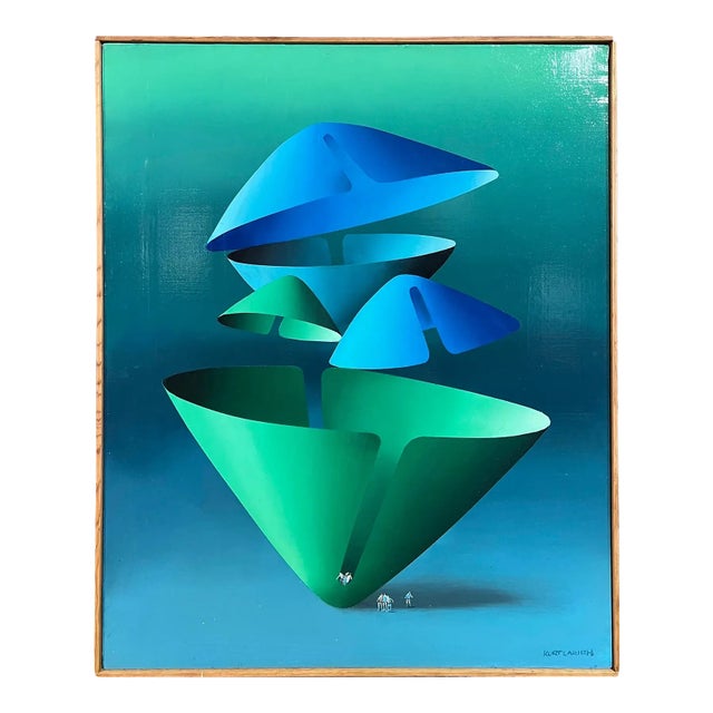 Kurt Larisch Surrealist Oil on Canvas, Circa 1960 For Sale