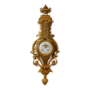 19thC Coeur Paris Louis XVI Gold Bronze Cartel Clock
