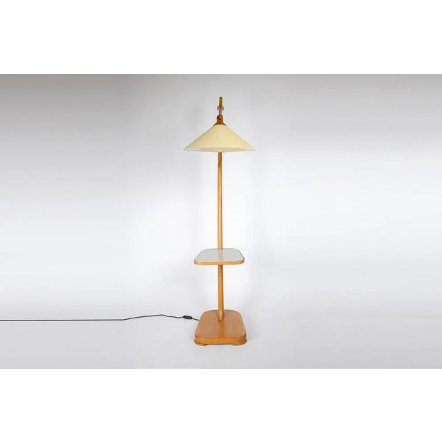 Bauhaus Mid-Century Wooden Floor Lamp attributed to Jan Vanek for Krasna Jizba, Former Czechoslovakia, 1950s For Sale - Image 3 of 11