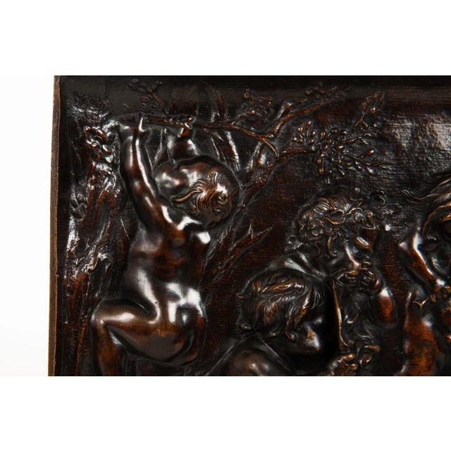 Bronze Rare 18th Century Bachanalia Plaque of Putti Tormenting Goat After Duquesnoy For Sale - Image 8 of 16