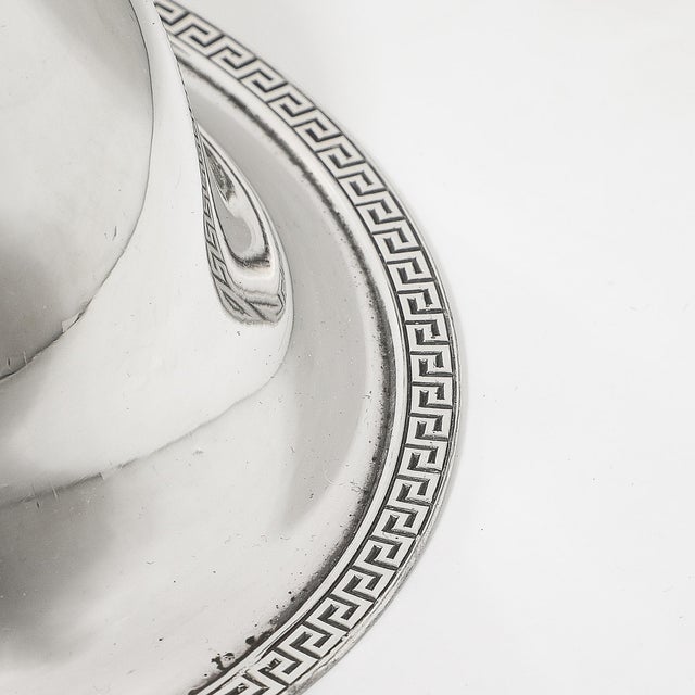 Silver Mid-Century Modernist Greek Key Sterling Plated Footed Bowl Signed Sheffield For Sale - Image 8 of 12