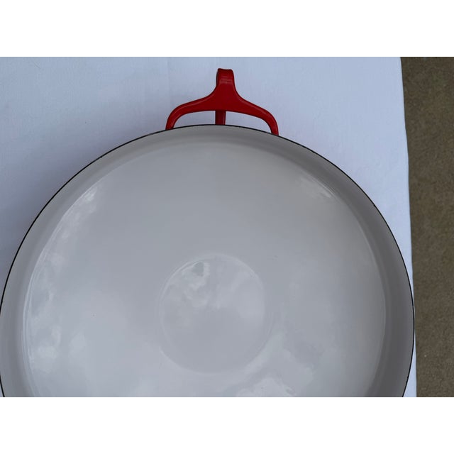 Jens Quistgaard Vintage Dansk Enamel Kobenstyle Paella Pan With Red Handles For Sale - Image 4 of 9