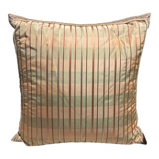 Brunschwic & Fils Plaid Silk Stripe Designer Down Pillow For Sale
