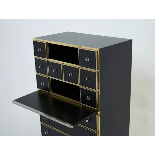 Unique French mid-century modern cabinet secrétaire by Michel Pigneres made in the early 1970s. This piece is an exquisite...