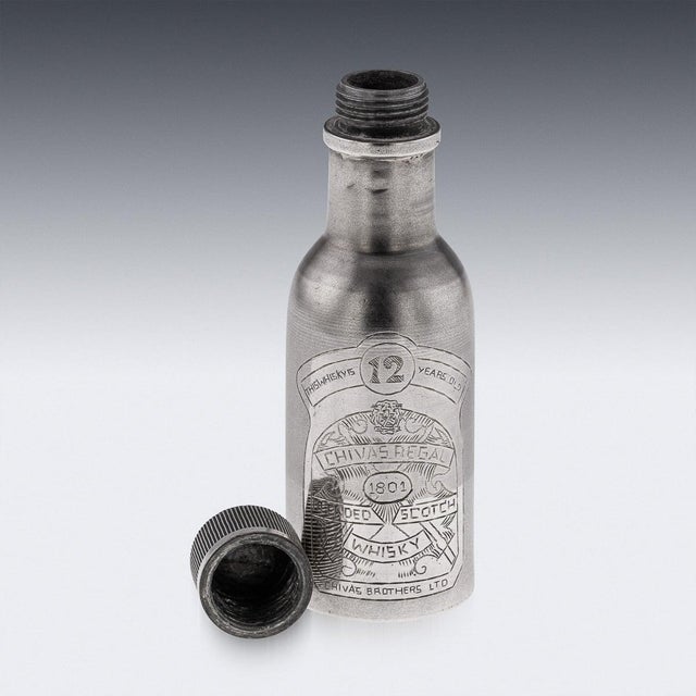 Novelty Silver Miniature Chivas Regal Whisky Bottle, 2000 For Sale - Image 10 of 14